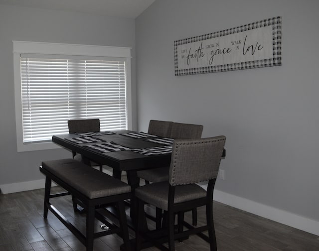 dining space featuring dark hardwood / wood-style floors