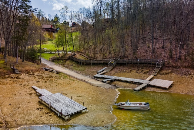 view of dock featuring a water view