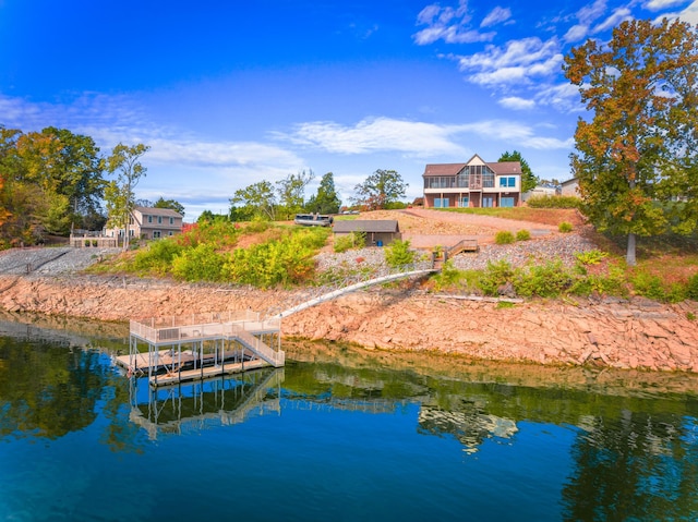 exterior space featuring a water view