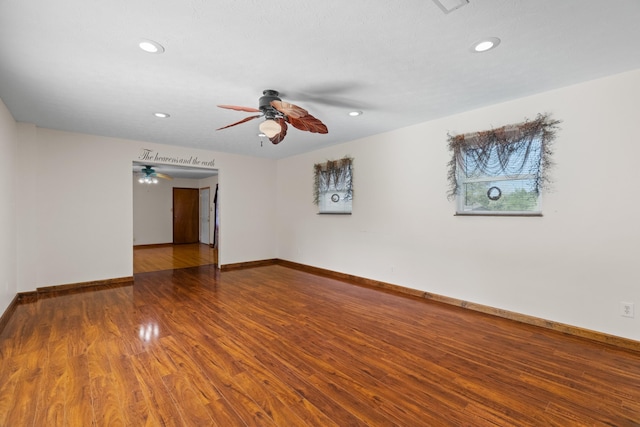 2757 Bethel Rd, Morristown, TN 37813 - spare room featuring a ceiling fan, wood finished floors, recessed lighting, and baseboards