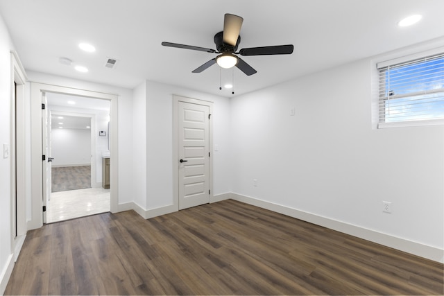 300 Victor Ln, Whitesburg, TN 37891 - unfurnished bedroom featuring dark wood finished floors, recessed lighting, baseboards, ensuite bath, and a ceiling fan
