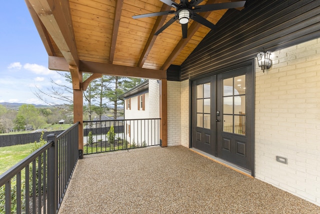 300 Victor Ln, Whitesburg, TN 37891 - view of patio featuring french doors, a ceiling fan, and a balcony