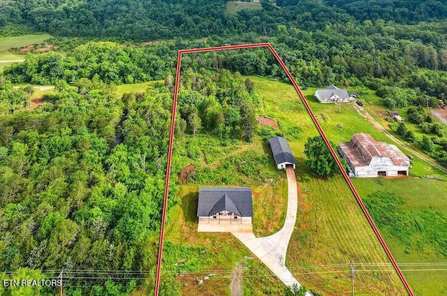 1570 W Dumplin Valley Rd, Dandridge, TN 37725 - view of property location with a forest and property boundaries highlighted