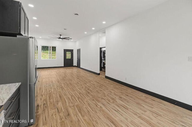 1570 W Dumplin Valley Rd, Dandridge, TN 37725 - unfurnished living room featuring light wood finished floors, recessed lighting, and a ceiling fan