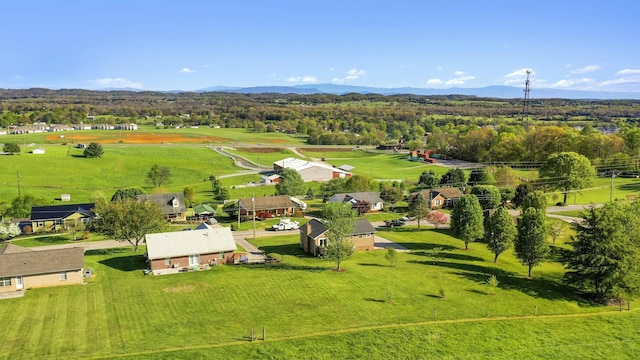 birds eye view of property with a mountain view