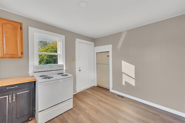 laundry room featuring baseboards, light wood finished floors, and visible vents