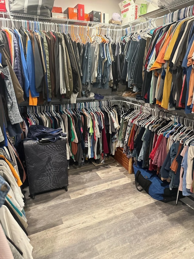 walk in closet featuring hardwood / wood-style flooring