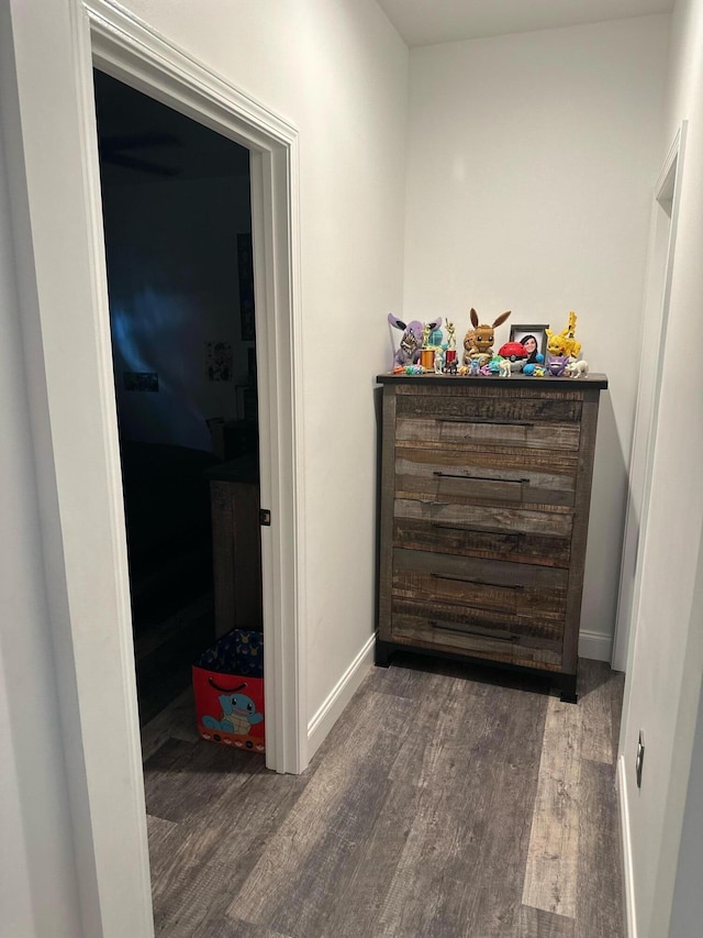 corridor featuring dark hardwood / wood-style floors