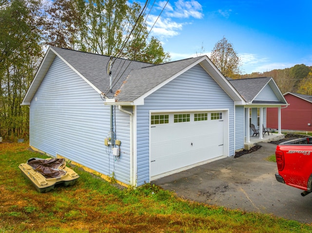 view of home's exterior with a garage