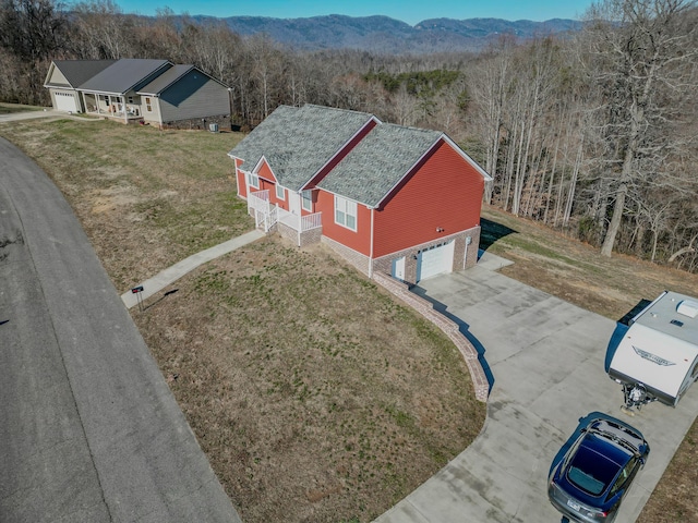 aerial view with a mountain view