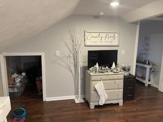 2115 Eastview Ave, Jefferson City, TN 37760 - living room with lofted ceiling and dark wood-type flooring