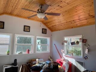 2115 Eastview Ave, Jefferson City, TN 37760 - dining space with ceiling fan, wooden ceiling, and lofted ceiling