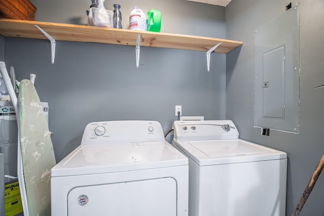 laundry room with independent washer and dryer and electric panel