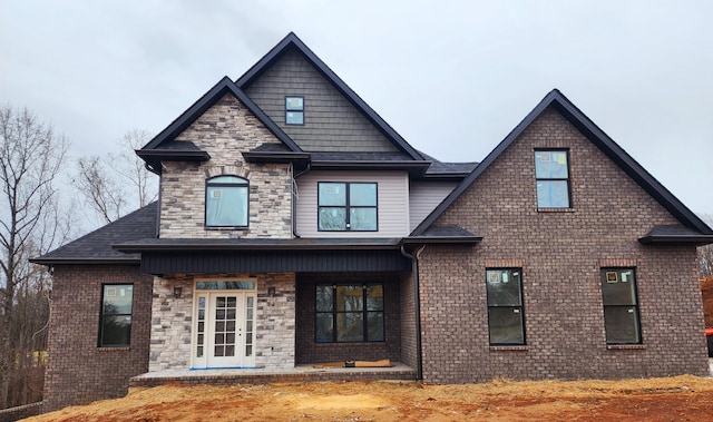 view of front facade featuring french doors