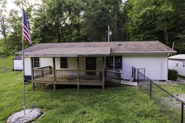 3084 Sherm Mountain Rd, Sneedville, TN 37869 - back of property featuring a wooden deck and roof with shingles