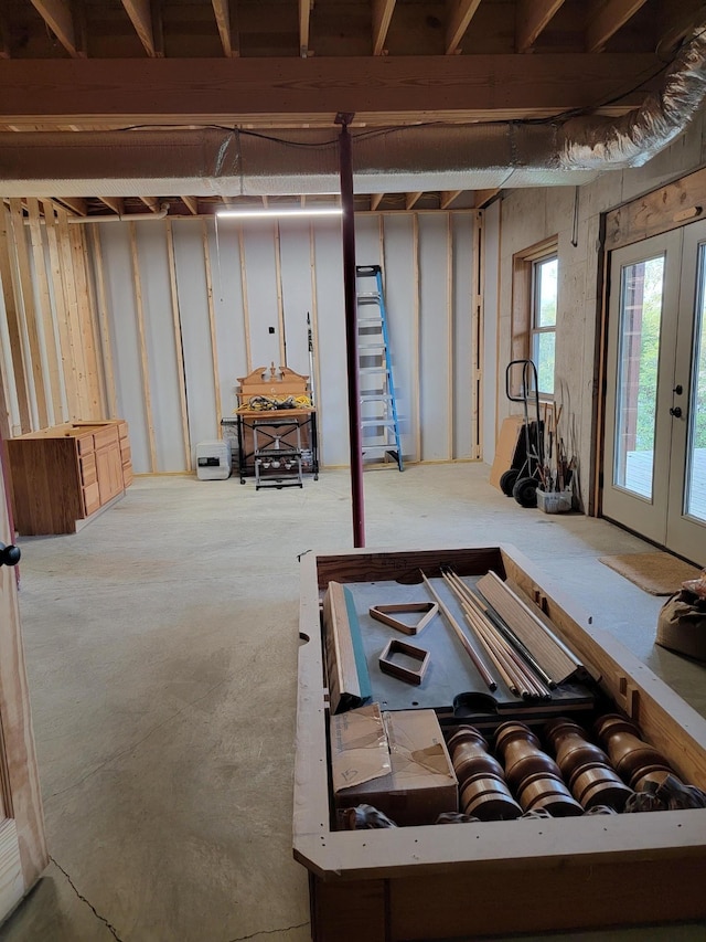 basement with french doors