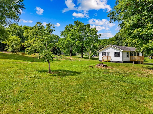 126 Double Cave Rd, Rutledge, TN 37861 - view of green lawn with a wooden deck and view of scattered trees