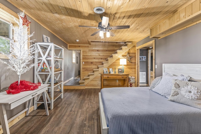 7868 Saint Clair Rd, Whitesburg, TN 37891 - bedroom featuring wooden ceiling, wooden walls, and wood finished floors
