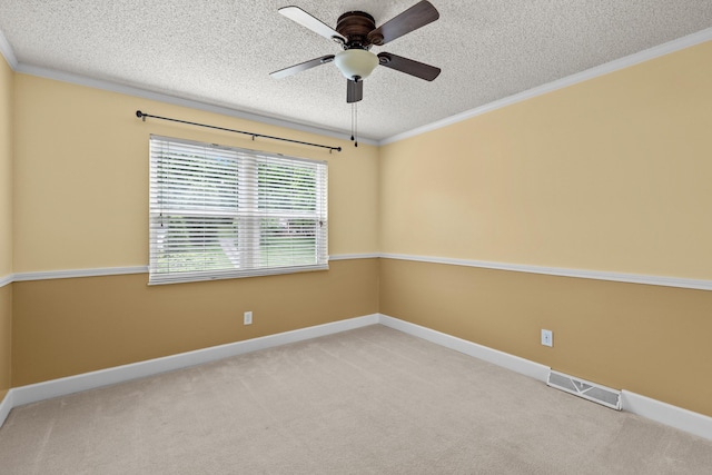 5715 Academy Dr, Morristown, TN 37814 - carpeted spare room with a textured ceiling, ceiling fan, ornamental molding, and baseboards