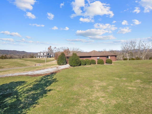 view of yard with a rural view