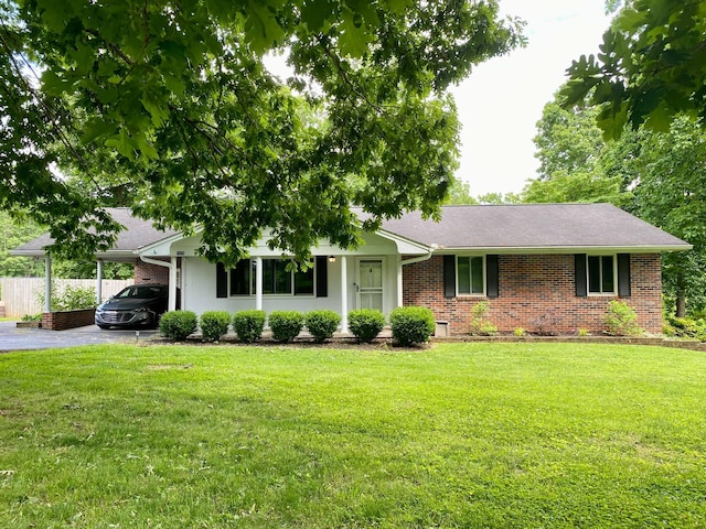 1578 Golf Course Rd, Newport, TN 37821 - ranch-style house featuring brick siding, asphalt driveway, and a carport