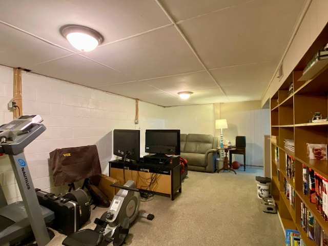 1578 Golf Course Rd, Newport, TN 37821 - workout room with concrete block wall and carpet floors