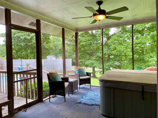 1578 Golf Course Rd, Newport, TN 37821 - sunroom / solarium with ceiling fan and plenty of natural light