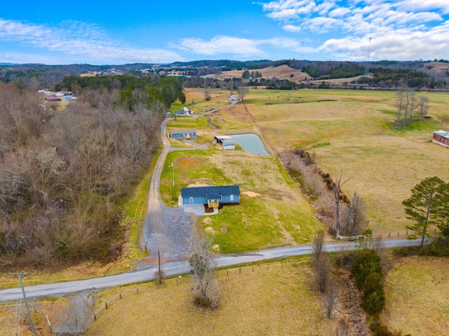 drone / aerial view with a rural view