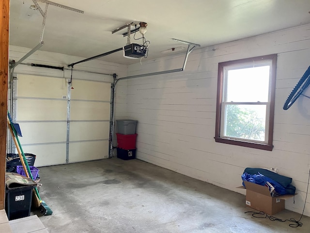 garage with a garage door opener