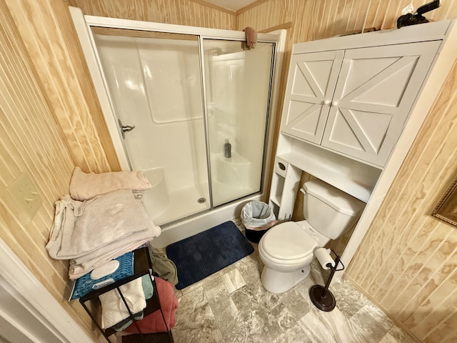 3500 Poor Valley Rd, Rutledge, TN 37861 - full bath featuring a stall shower, toilet, and wooden walls