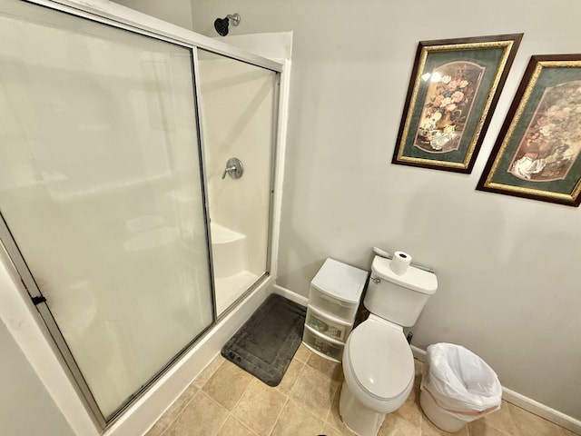 3500 Poor Valley Rd, Rutledge, TN 37861 - full bath with a stall shower, toilet, baseboards, and tile patterned floors
