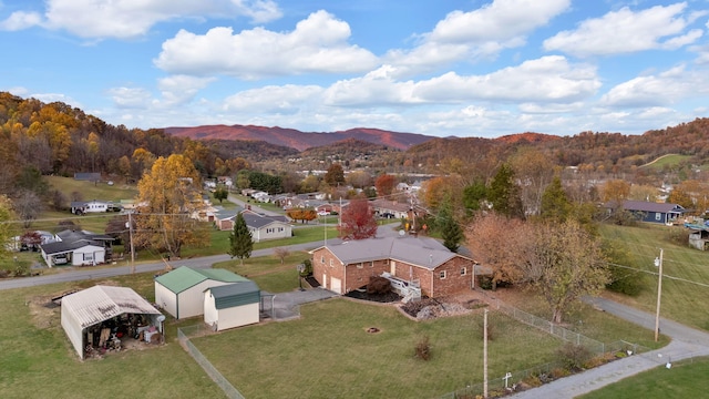 bird's eye view with a mountain view