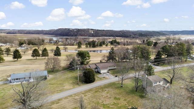 drone / aerial view with a rural view