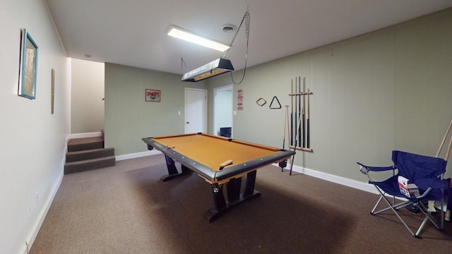 rec room with billiards