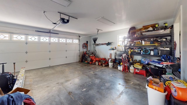 garage with a garage door opener