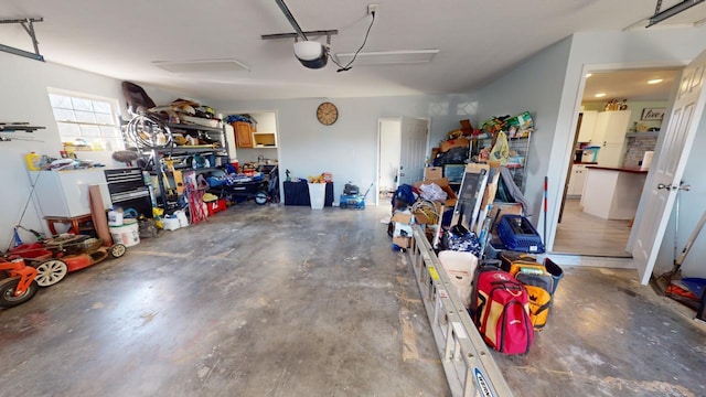 garage with a garage door opener