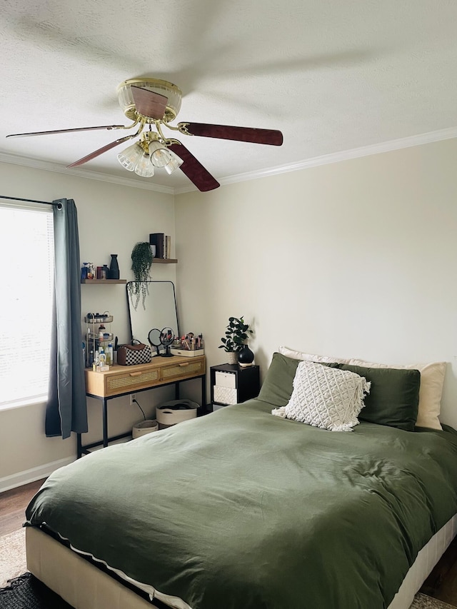 4051 Wynn St, Morristown, TN 37814 - bedroom with crown molding, baseboards, wood finished floors, and a ceiling fan