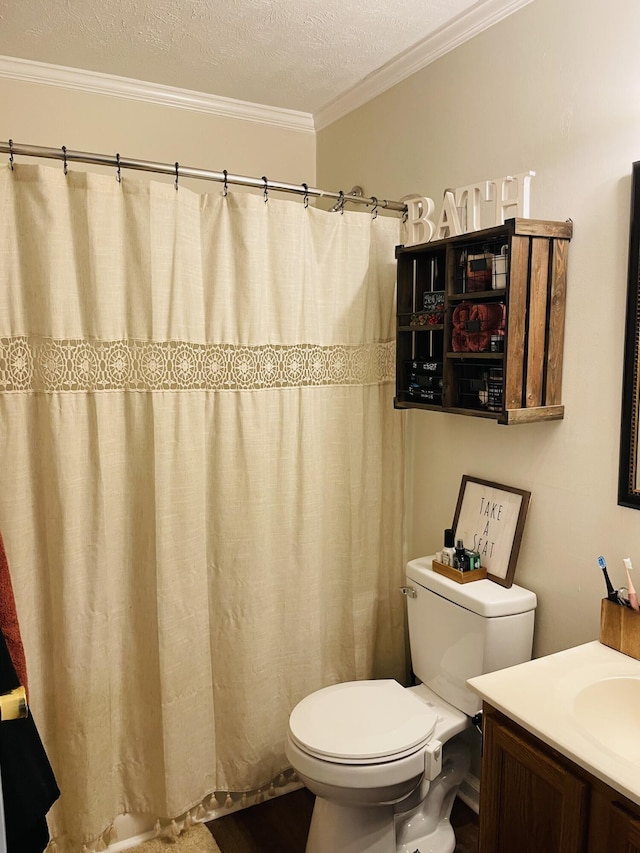 4051 Wynn St, Morristown, TN 37814 - full bathroom with toilet, crown molding, vanity, and a textured ceiling