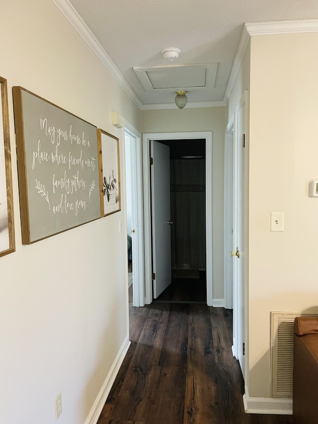 4051 Wynn St, Morristown, TN 37814 - hall with wood finished floors, attic access, ornamental molding, and baseboards