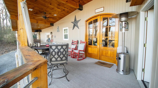 view of patio / terrace featuring french doors and ceiling fan