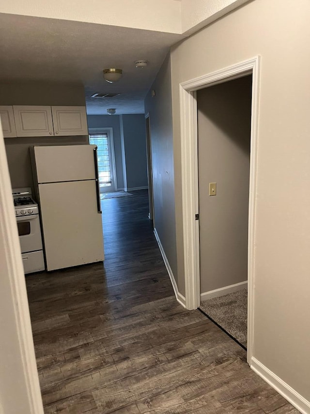 hallway featuring dark wood-type flooring