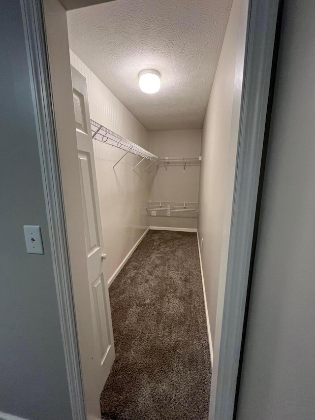 spacious closet with dark carpet