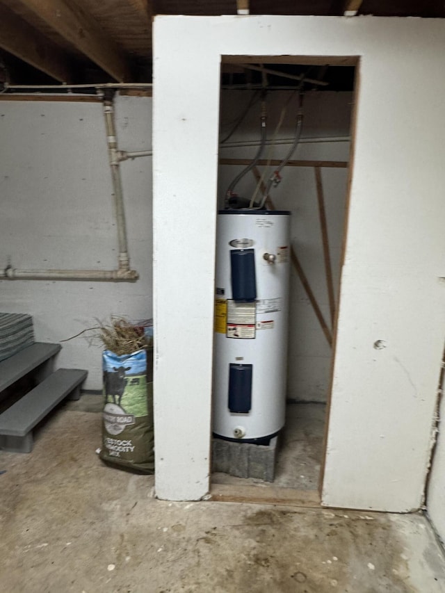 utility room featuring water heater