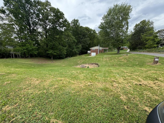 view of yard featuring a storage unit and an outdoor structure