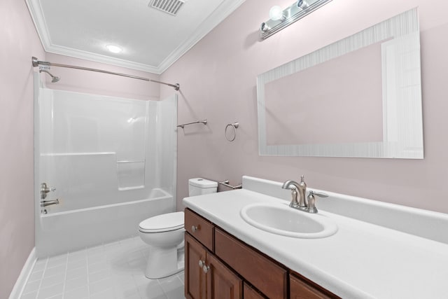 1647 Talon Ct, Talbott, TN 37877 - full bathroom featuring ornamental molding, toilet, vanity, and shower / bath combination