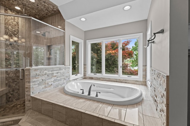1647 Talon Ct, Talbott, TN 37877 - full bathroom featuring a garden tub, a stall shower, and recessed lighting