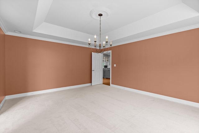 1647 Talon Ct, Talbott, TN 37877 - empty room featuring a tray ceiling, a chandelier, baseboards, and crown molding