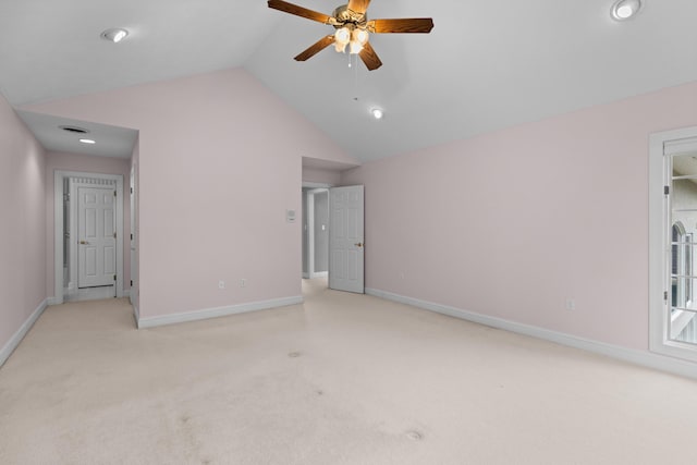1647 Talon Ct, Talbott, TN 37877 - unfurnished bedroom with carpet flooring, baseboards, recessed lighting, ceiling fan, and high vaulted ceiling