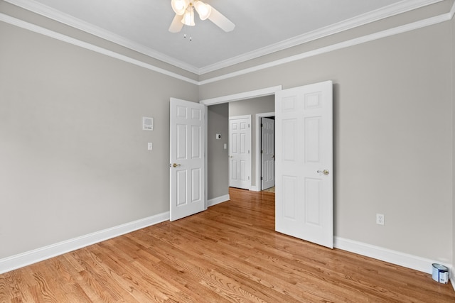 1647 Talon Ct, Talbott, TN 37877 - unfurnished bedroom featuring light wood-style flooring, ornamental molding, baseboards, and ceiling fan