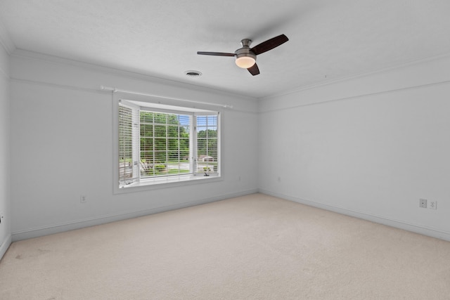 1647 Talon Ct, Talbott, TN 37877 - unfurnished room with light colored carpet, crown molding, ceiling fan, and baseboards